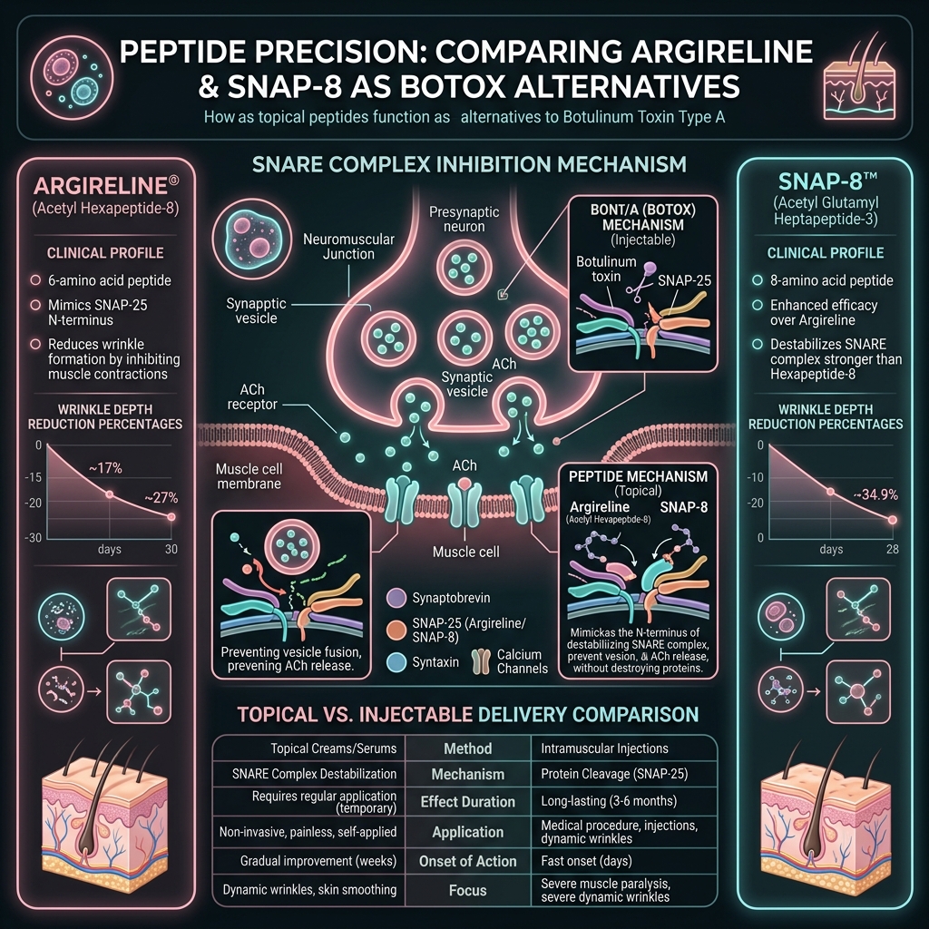 Argireline and SNAP-8 SNARE complex inhibition mechanism as Botox alternatives
