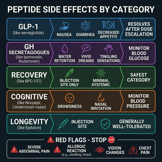 Peptide Side Effects by Category: What to Expect & When to Stop