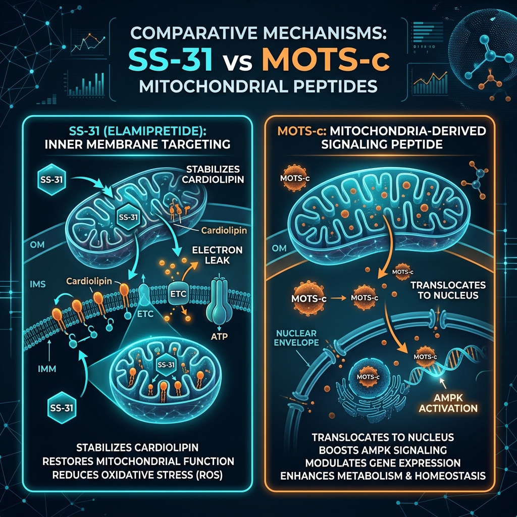 SS-31 (Elamipretide) vs MOTS-c: The Mitochondrial Repair Peptides