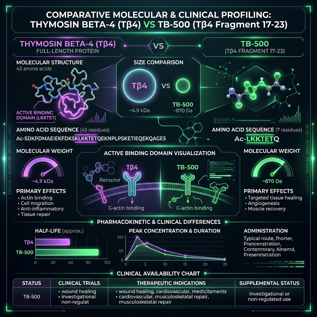 Thymosin Beta-4 full-length protein vs TB-500 fragment molecular comparison
